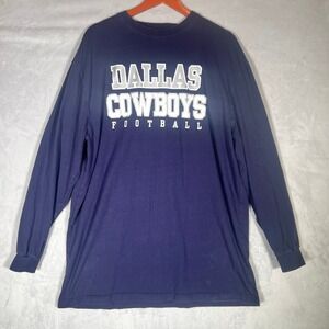 Dallas Cowboys Football Mens XLT Long Sleeve T-Shirt Navy Blue Cotton Authentic